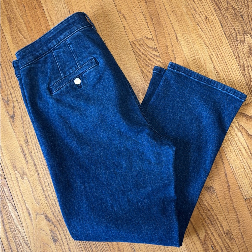 Maeve Anthropologie Dark Wash Stretch Jeans High-Rise Straight Leg Women Size 32 - Picture 5 of 16